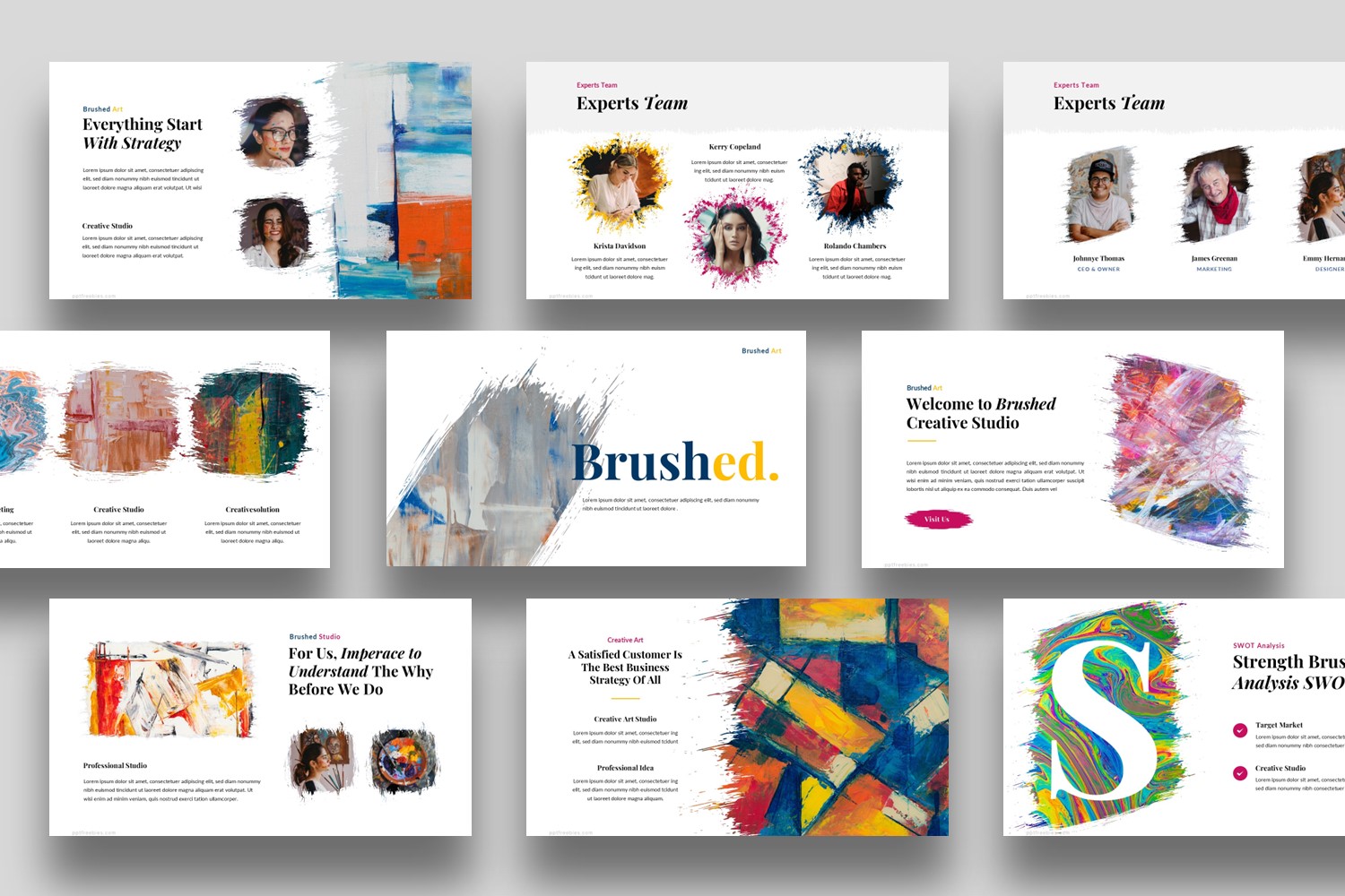 Free Brush Stroke PowerPoint Template and Google Slides